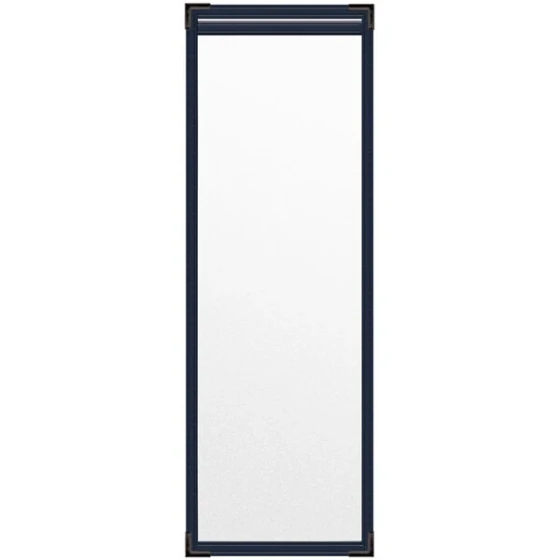 H. Risch, Inc. TES Deluxe Sewn 4 1/4" x 14" Blue 2 View Vinyl Menu Cover with Black Smooth Corners and Matte Finish