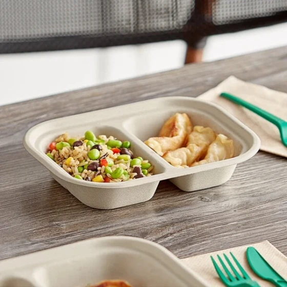 World Centric 15.5 oz. 2-Compartment Compostable Fiber Container - 400/Case