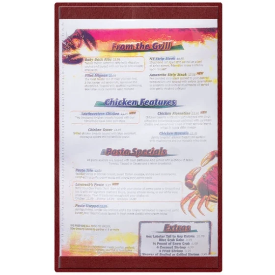 Menu Solutions K22D BURG K22-Kent 8 1/2" x 14" Single Panel / Double-Sided Burgundy Menu Board