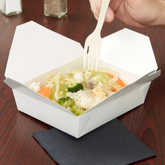 Fold-Pak 12BPWHITEM Bio-Pak 6" x 5" x 1" White Microwavable Paper #12 Take-Out Containers - 240/Case