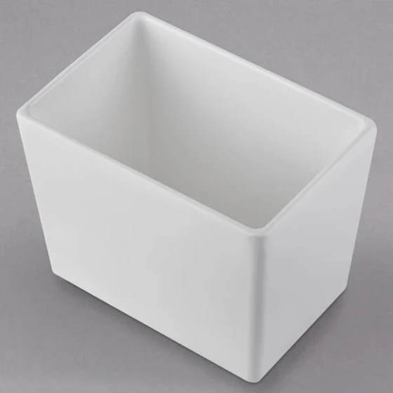TableCraft CW5022W Simple Solutions 1/9 Size White Cast Aluminum Deep Straight Sided Bowl - 5" Deep