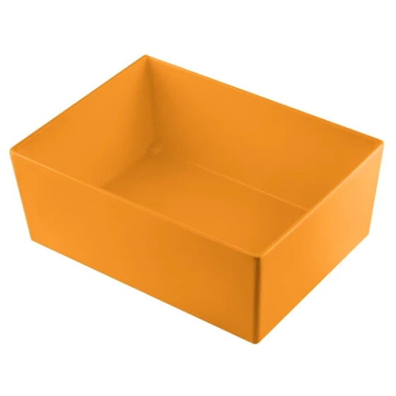 TableCraft CW5006X Simple Solutions 1/2 Size 8 Qt. Orange Cast Aluminum Deep Straight Sided Bowl - 5" Deep
