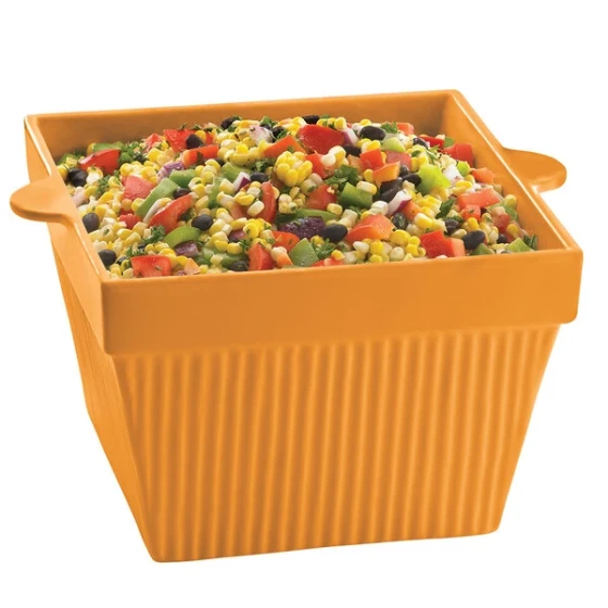 TableCraft CW1490X 6.5 Qt. Orange Cast Aluminum Square Condiment Bowl