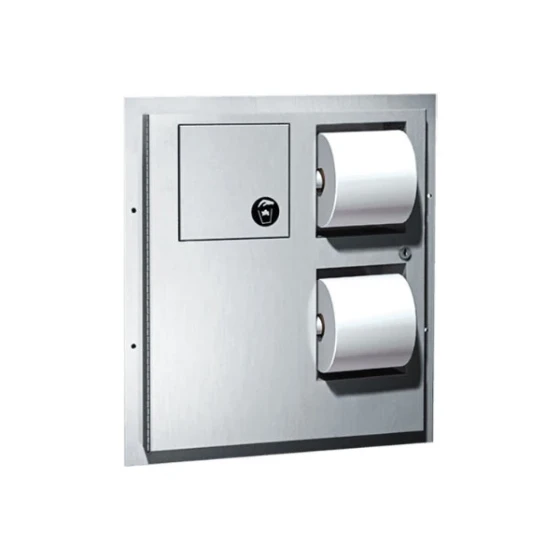 American Specialties, Inc. 10-04813-HC Stainless Steel Partition-Mounted Dual Access Toilet Tissue Dispenser with Clearance for Grab Bar