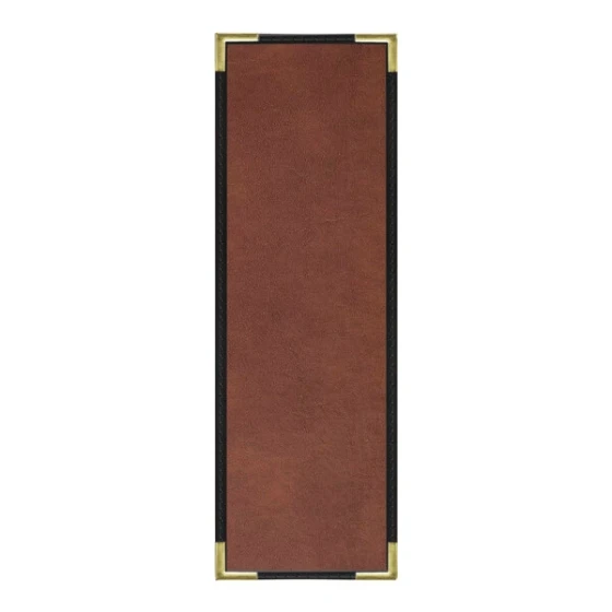 H. Risch, Inc. 4 1/4" x 14" Brown Tuxedo Leather Customizable 1 View Menu Cover with Interior Pocket