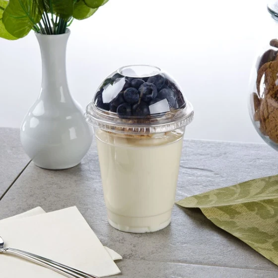 12 oz. Parfait Cup with 2 oz. Fabri-Kal Insert, Flat Lid and Dome Lid - 100/Case