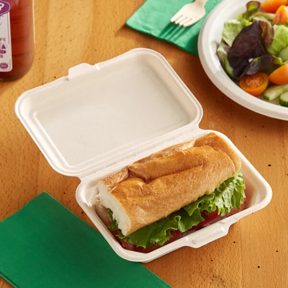 EcoChoice 6 1/2" x 4" x 2" Natural Plant Fiber Take-Out Container - 125/Pack
