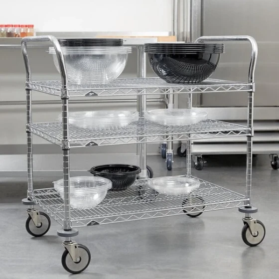 Metro MW711 Super Erecta 24" x 36" x 39" Three Shelf Standard Duty Chrome Utility Cart