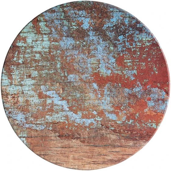 American Metalcraft 21 1/2" x 1 1/8" Round Faux Reclaimed Wood Melamine Serving Board - 6/Case