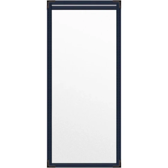 H. Risch, Inc. TES Deluxe Sewn 5 1/2" x 17" Blue 2 View Vinyl Menu Cover with Black Smooth Corners and Matte Finish
