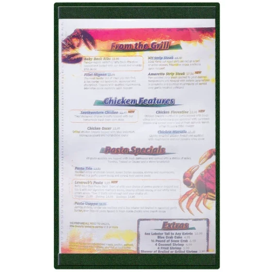 Menu Solutions K22D GREEN K22-Kent 8 1/2" x 14" Single Panel / Double-Sided Green Menu Board
