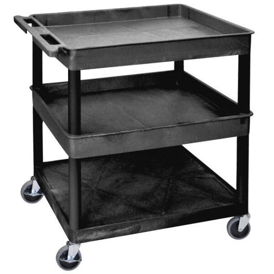 Luxor TC112-B Black 3 Shelf Utility Cart
