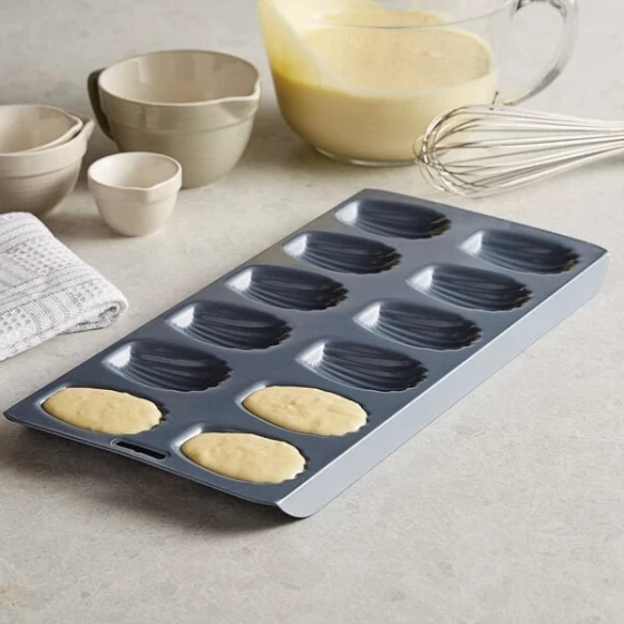 Fox Run 15 3/4 inch x 7 3/4 inch x 1 inch Non-Stick Carbon Steel 12 Compartment Madeleine Sheet Pan