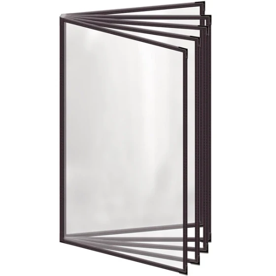 H. Risch, Inc. TE-10V Deluxe Sewn 8 1/2" x 14" Brown 10 View Vinyl Menu Cover with Black Smooth Corners and Gloss Finish