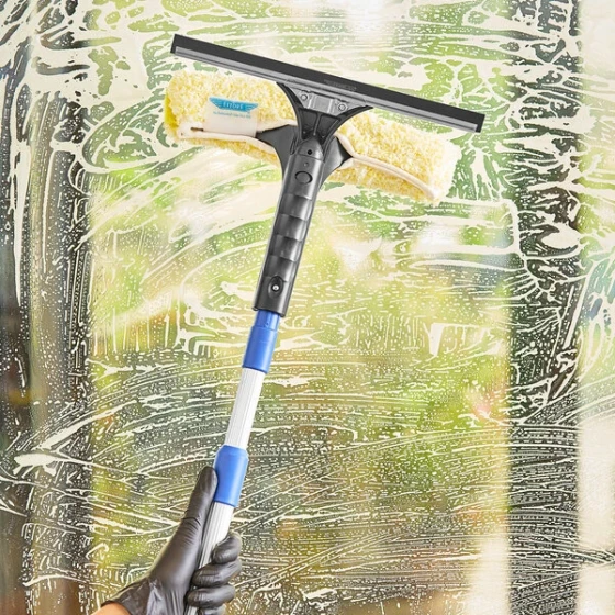 Ettore Backflip 71101 10" High-Impact Plastic / Stainless Steel Squeegee with 8" Golden Glove Window Washer