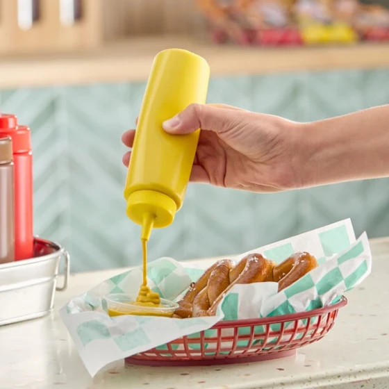 Choice 8 oz. Yellow Squeeze Bottle   - 6/Pack