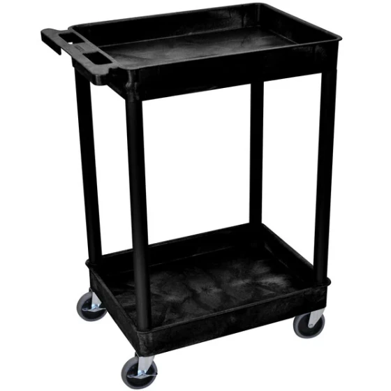 Luxor STC11-B Black 2 Tub Utility Cart - 18" x 24" x 37 1/2"
