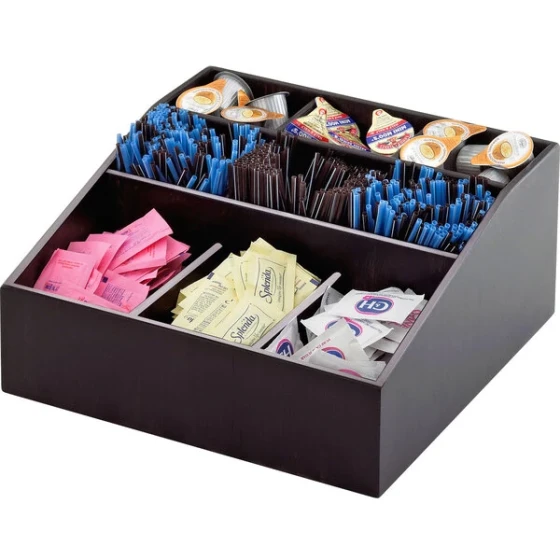 Cal-Mil 1714-96 Midnight Bamboo Coffee Condiment Organizer - 12" x 12" x 5 1/2"