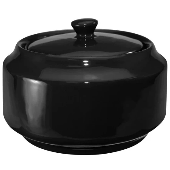 International Tableware Cancun 13 oz. Black Stoneware Sugar Bowl with Lid - 12/Case