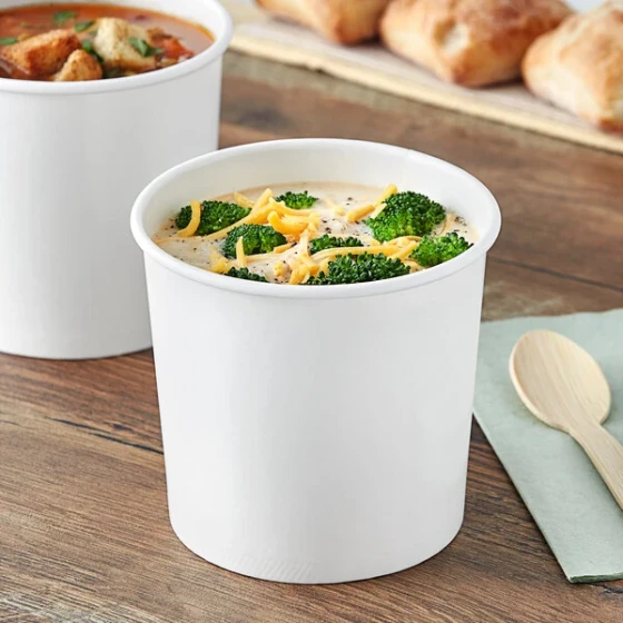 Choice 26 oz. White Double Poly-Coated Paper Food Cup - 500/Case