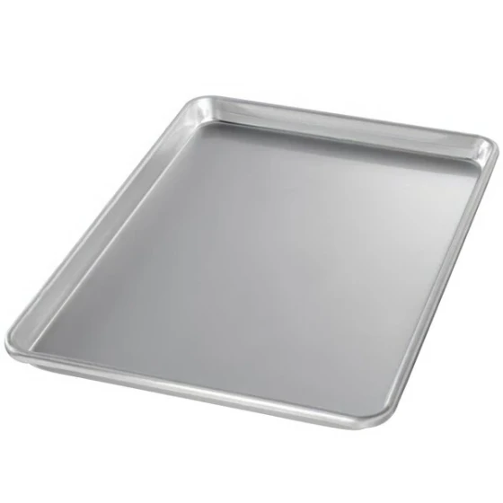 Chicago Metallic 40955 Half Size 14 Gauge Glazed 12 7/8 inch x 17 3/4 inch Sanitary Open Bead/Semi-Curled Rim Aluminum Sheet / Bun Pan