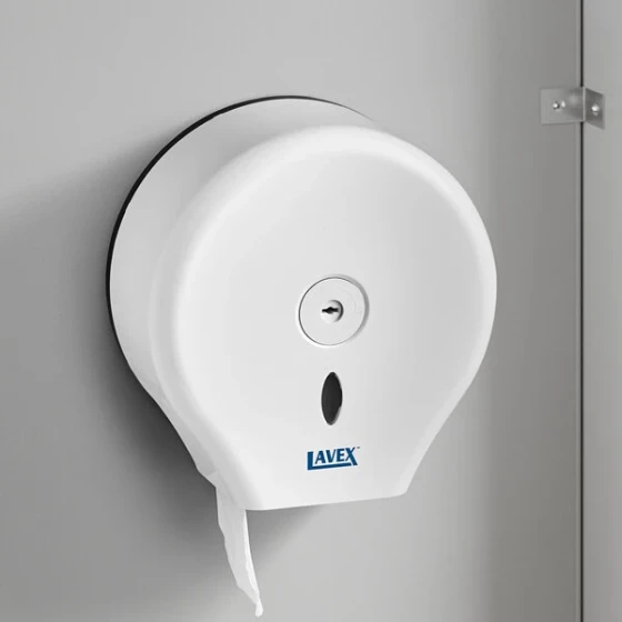 Lavex White 9" Single Roll Jumbo Toilet Tissue Dispenser