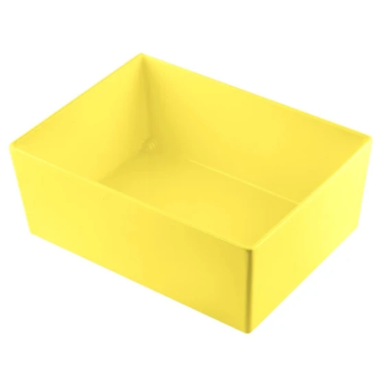 TableCraft CW5006Y Simple Solutions 1/2 Size 8 Qt. Yellow Cast Aluminum Deep Straight Sided Bowl - 5" Deep