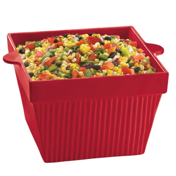 TableCraft CW1490R 6.5 Qt. Red Cast Aluminum Square Condiment Bowl