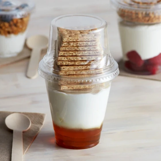 12 oz. Parfait Cup with 4 oz. Fabri-Kal Insert and Tall Dome Lid - 100/Case