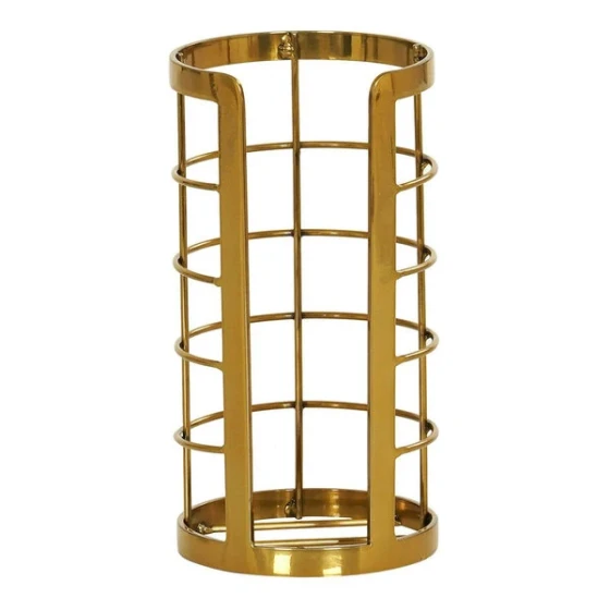 Cal-Mil Brooklyn Antique Brass Finish Round 1-Compartment Countertop Cup / Lid Organizer 22605-130