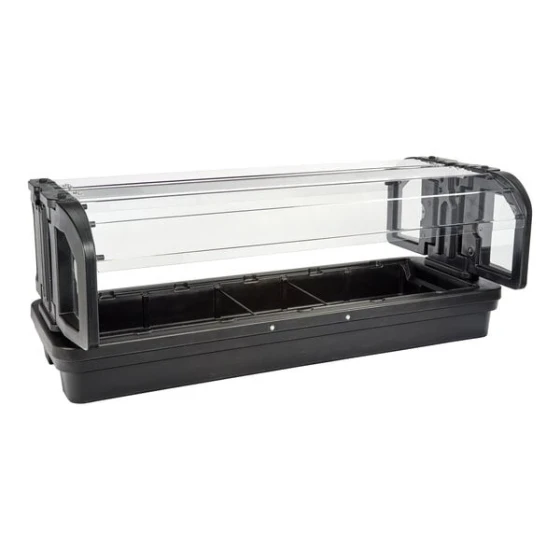 Cambro Versa 6' Black Table Top Food / Salad Bar with Sneeze Guard 6TTFSBSG110