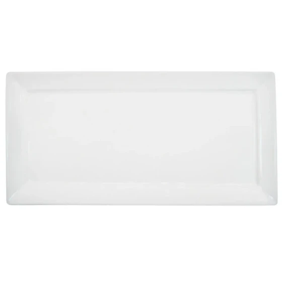 CAC F-RP41 Paris French 14" x 6" Bone White Rectangular Porcelain Platter - 12/Case
