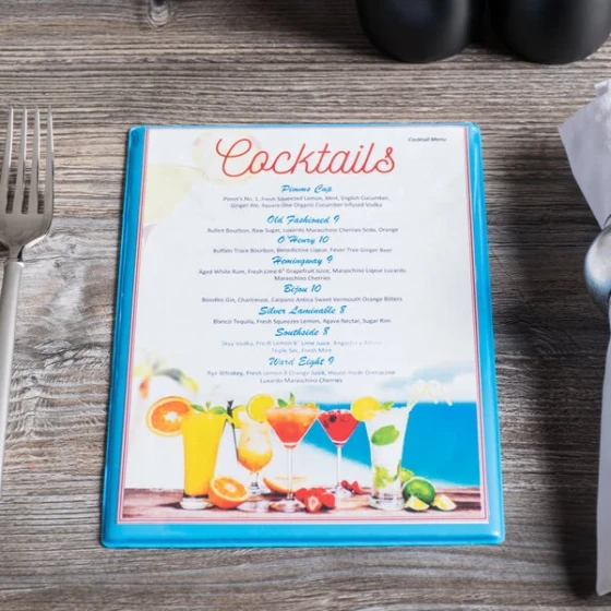 Menu Solutions H500A SKY Hamilton 5 1/2" x 8 1/2" Single Panel Two View Sky Blue Menu Board