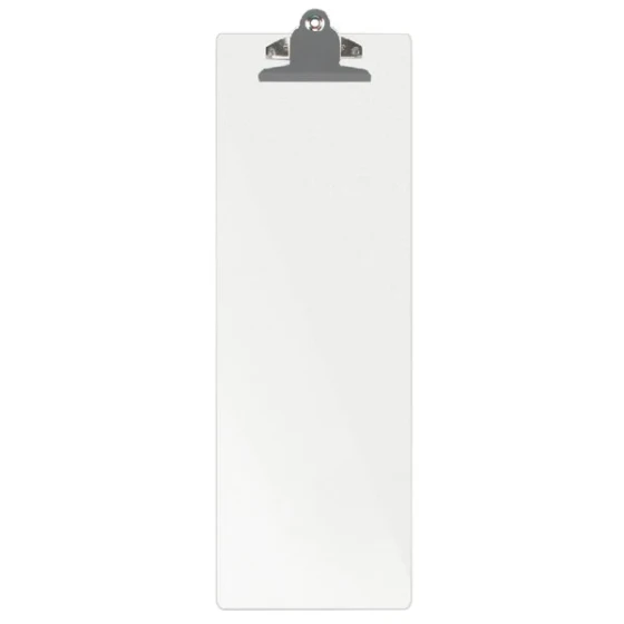 Menu Solutions ACRCLP-BD Clear Frosted 4 1/4" x 14" Customizable Acrylic Menu Clip Board