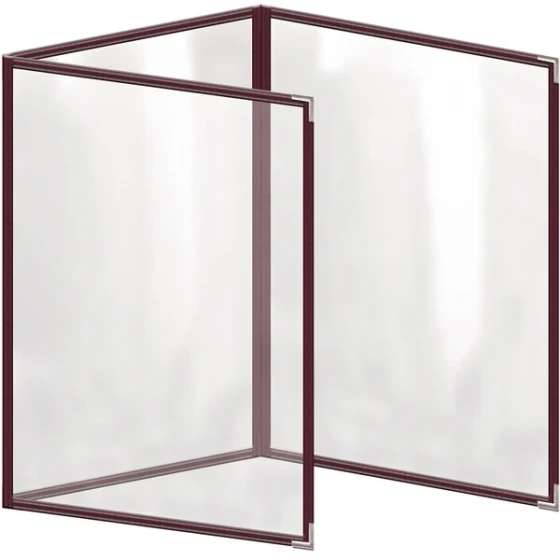H. Risch, Inc. TET Deluxe Sewn 8 1/2" x 11" Maroon 6 View Foldout Vinyl Menu Cover With Silver Smooth Corners and Gloss Finish