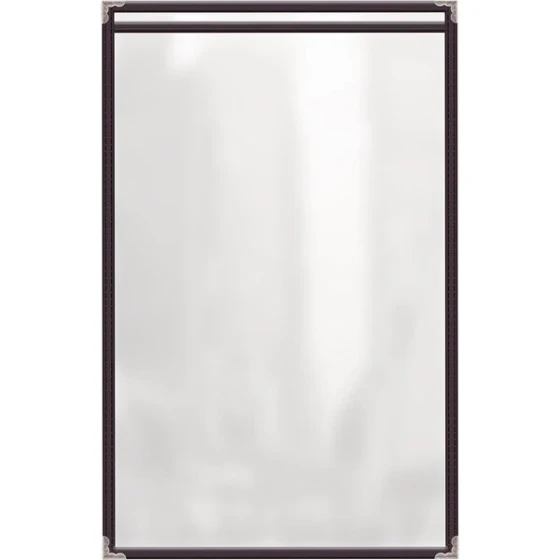 H. Risch, Inc. TES Deluxe Sewn 11" x 17" Brown 2 View Vinyl Menu Cover with Silver Decorative Corners and Gloss Finish