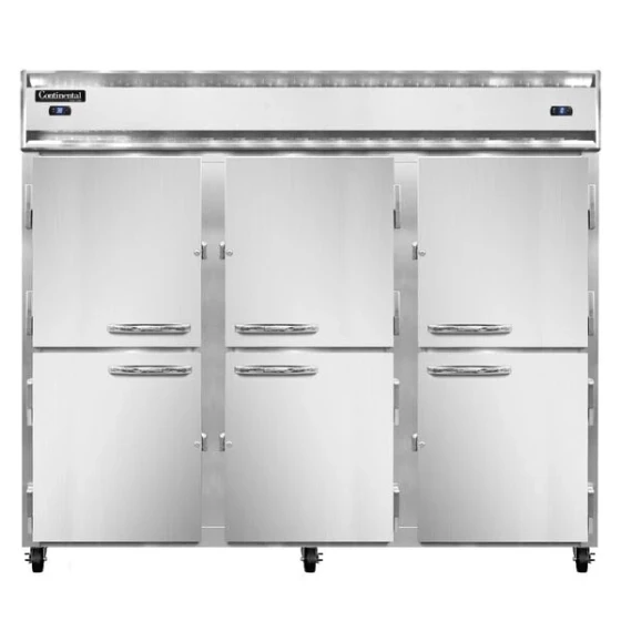 Continental Refrigerator 3RES-N-SA-HD 86" Half Door Extra Wide Shallow Depth Reach-In Refrigerator