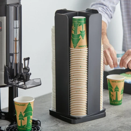 Choice Black 4-Section Revolving Cup and Lid Organizer