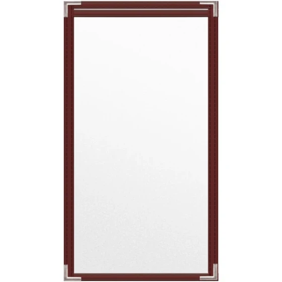 H. Risch, Inc. TES Deluxe Sewn 5 1/2" x 11" Maroon 2 View Vinyl Menu Cover with Silver Smooth Corners and Matte Finish