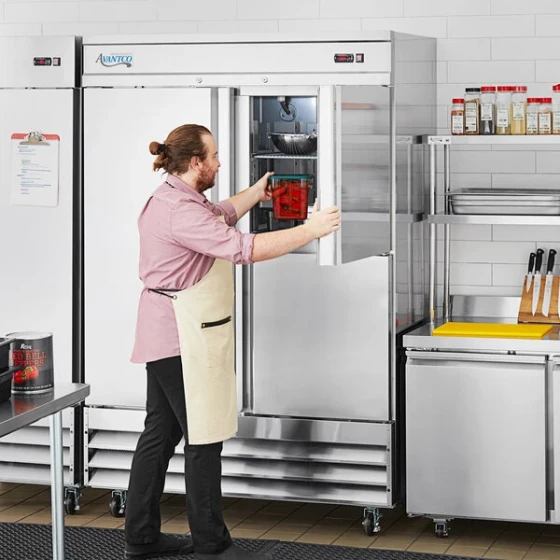 Avantco SS-2R-4-HC 54" Stainless Steel Solid Half Door Reach-In Refrigerator