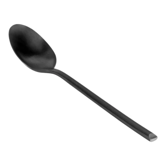 Front of the House Jasper Colored 6" 18/10 Stainless Steel Extra Heavy Weight Matte Black Demitasse Spoon - 12/Case