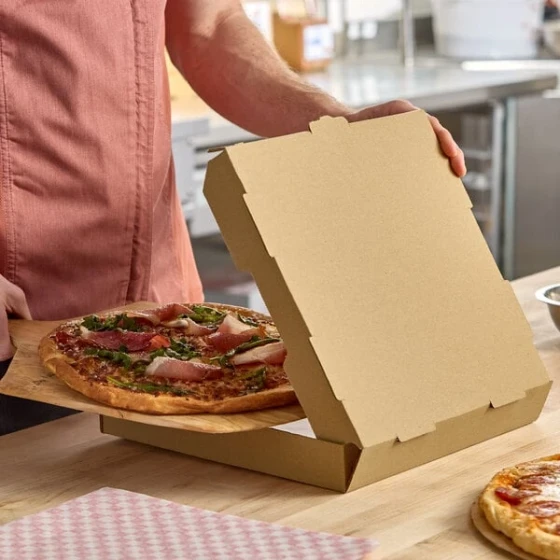 Choice 12" x 12" x 2" Kraft Customizable Corrugated Plain Pizza Box - 50/Bundle