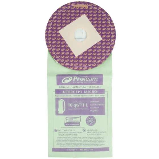 ProTeam 100291 10 Qt. Vacuum Bag - 10/Pack