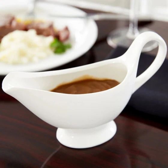 American Metalcraft GB8 9 oz. White Porcelain Gravy Boat