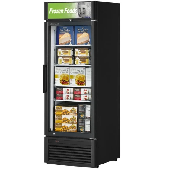 Turbo Air Super Deluxe TGF-23SD-N-B 23" Black Swing Door Freezer with LED Advertising Panel