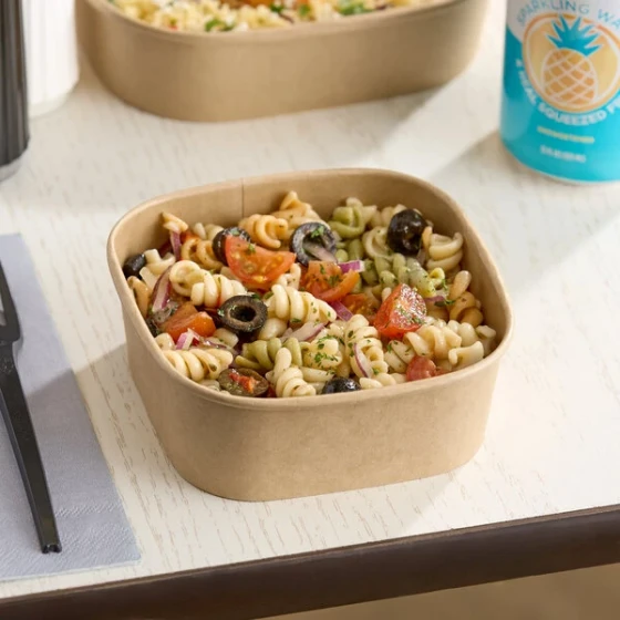 Choice 16 oz. Square Kraft PE-Lined Microwavable Take-Out Container - 300/Case