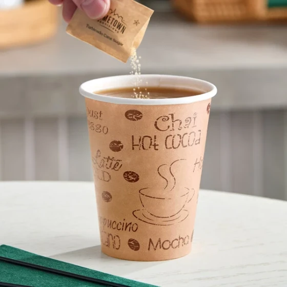 Choice 12 oz. Cafe Print Poly Paper Hot Cup - 50/Pack
