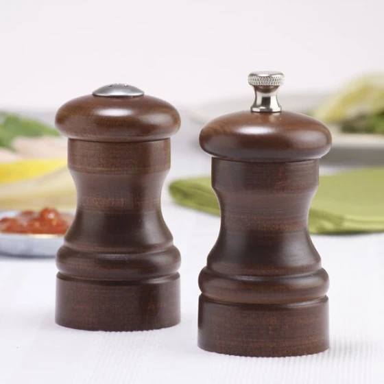 Chef Specialties 04100 Professional Series 4" Customizable Capstan Walnut Pepper Mill and Salt Shaker