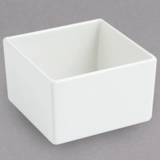 Bon Chef 9507S 28 oz. White Sandstone Finish Cast Aluminum Straight Square Bowl