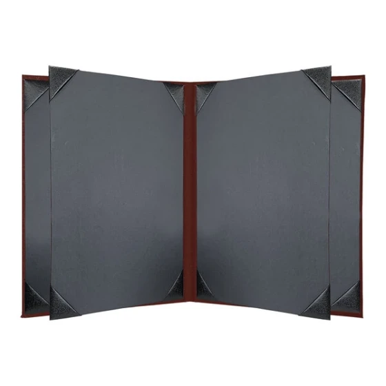 H. Risch, Inc. Oakmont 8 1/2" x 11" Wine 6-Panel Menu Cover with Album Style Corners